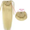 Ponytail Extension Human Hair Prosty kucyk Hair Extensions Virgin Blonde Color 613 Clip in Ponytail Brazylijskie przedłużenia włosów z magiczną pastą 12 cali 100G