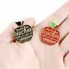 Broschen Vier Farben Apple Pins „Lehrer“ Emaille Metall mit Text Cartoon Rucksack Hut Revers Abzeichen Schmuck Geschenke Großhandel