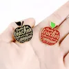 Broches Quatre Couleurs Pomme Pins "professeur" Émail Métal Avec Texte Dessin Animé Sac À Dos Chapeau Revers Badges Bijoux Cadeaux En Gros