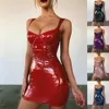 Sukienki swobodne 2020 seksowna impreza klubowa z tyłu krótka spódnica solidna bez rękawów spaghetti ramię na ramię Lateks
