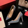 Top Quality Designer Shoes Heels Women Rivets Pumps Bottom High Heels Sexy Pointed Toe Red 8cm 10cm 6cm Pumps Wedding Dress Shoes Nude Black Shiny Size 34-44