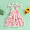 Robes de fille Toddler Baby Girls Summer Camisole Robes Floral Daisy Sans Manches Hors Épaule À Volants Tulle Party Suspender Princess Dress AA230531