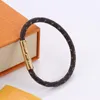 17/19CM Designers Bracelets Women Men Bangle Luxury Letter Jewelry Faux Leather 18K Gold Plated Stainless Steel Bracelet Womens Wedding Gifts Accessories