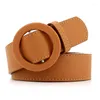 Ceintures ceinture en cuir PU pour femmes mode boucle ronde réglable taille Simple jean robe Invisible filles ceinture