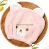 Bonnets de douche Cartoon Baby Cap Magic Quick Dry Hair Coral Fleece Towel Cute Bear Séchage Turban Wrap Hat Kid Bathing Vt1711 Drop Delive Dhqni