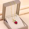 Pendant Necklaces New In Sparkling Sweet Zircon Crystal Heart Apple For Women Trendy Ladies Stainless Steel Neck Chain Jewelry