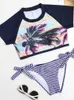 Damenbadebekleidung Vamos Todos 21 Sommerdruck T-Shirt String Shorts Badeanzug Frauen Sexy Gestreifter Badeanzug 2 Stück Bikini Sets Strand Surfen T230531