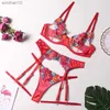 Бруки трусики Aduloty Sexy Lingerie Женское эротическое эротическое нижнее белье Чувственное кружевное бюстгальтер и трусики сетки прозрачная вышитая наряды подвязки L230518