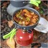 Полога устанавливает Tralight Portable Cam Atensils Outdoor Tableware Pighing Picnic Backpack 11 ПК/Set Pot Pan VT1635 Drop Delivery Hom DHKDM