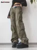 Solide Jeans mit niedriger Taille für Damen, 2023, neue Mode, mehr als eine Tasche, schicke Cargo-Jeans, Vintage-beiläufige gerade Hosen