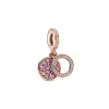 Per pandora charms in argento sterling perline racelets Pink Family Tree Style Moon Tag ciondolo catena di sicurezza fai da te