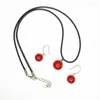 Collier boucles d'oreilles ensemble femmes élégantes pendentif corail artificiel métal couleur argent perles rondes chaîne breloques saint valentin cadeau A742