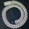Bestanden Diamond-Test 18mm 18-24 Zoll 925 Sterling Silber 4rows Moissanit Kubanische Kettenkette Armband für Frauen/Männer Schönes Geschenk