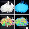 Andra konst och hantverk 50 PC/Pack Luminous Stone Fluorescent Aquarium Pebbles Fish Tank Garden Decoration Drop Delivery Home DHD9K