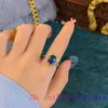 Cluster anneaux Blue Zircon Crystal Gemleshones chinois Natural Fashion Designer Bijoux Femmes ACCESSOIRES 925 Cadeaux d'anneau réglable en argent