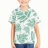 Camisas casuais masculinas Plantain Plantain Padrão de folhas crianças garoto menino Camisa havaiana Moda de lapela de manga curta