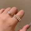 Anelli a fascia Moda Grandi anelli geometrici con pavé di perle per le donne 2021 Nuovi gioielli Dichiarazione di personalità Anello aperto Bijoux regolabile J230531