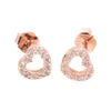 Girls Heart Shaped Earring 925 Sterling Silver Genuine Female 14K18K Rose Gold/Imitation Platinum Party Jewelry Earrings CZ Lass Cute Gifts