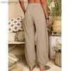 Calças femininas Capris Lucyever Vintage Boho Algodão Pants para mulheres bolsos de verão Tiles de praia finas mulher casual cintura alta calça de harém solta T230531