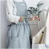 Aprons Kitchen Apron Cotton Adt Bib Pleated Skirt Home Canvas Vest Cafe Supplies Waist Restaurant Uniform Vtky2385 Drop Delivery Gar Dh6Hz