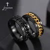 Band Rings Letdiffery Cool Stainless Steel Rotatable Men Ring High Quality Spinner Chain Punk Women Jewelry for Party Gift J230531