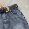 23ss Wrap Skirt Designer Skirts Womens Clothing New Do Old Wash Water Hair Edge Letter Decoration High Waist Belt Mid-length Denim Half Women Clothes A1