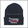 Party Hats 2024 Donald Trump Sticked Hat Woolen Caps Håll Amerika stora broderade mössa mössa uni varm vinter beanie droppleverans dhpce