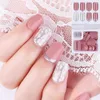 Unhas postiças 30 peças, unhas postiças curtas e quadradas com ferramentas, cobertura completa, imprensa coreana, menina kawaii favorita destacável