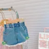 Conjuntos de roupas de verão meninas estilo roupa nova manga puff shorts calças 2pcs ternos roupas de moda terno