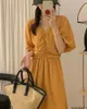 Casual Dresses Long Maxi Design Women Fashion French Style Chic Korea Solid Holiday Orange Retro Romantic Fairy