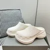 Summer Logo-embossed platform Rubber Mules Slippers Slides Sandals Platform heels women's luxury designers High Quality Casual Fashion shoes factory footwear