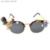 2021 Lunettes de soleil baroques faites à la main de haute qualité pour femmes Cat Eye Girl Lunettes de soleil Golden Chicken Ladies Lunettes de soleil pour cadeaux de fête L230523