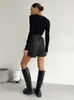 Women's Tracksuits Women's Knit V-Neck Sweater Leather Shorts Basic Temperament Long Sleeve Slim Ladies Pullover 2023 Autumn Winter