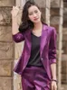 Femmes deux pièces pantalons 2 pièces femmes mode formel Blazer ensemble costume OL bureau dame violet coréen professionnel manteau veste élégant luxe