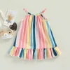 Vestidos de menina bebê criança recém -nascida infantil garotas vestidos de verão listrado de viagem mangas vestidos de férias roupas