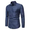 Men's Casual Shirts Men's Long-sleeved Shirt European Size Fashionable Slim Lapel Men