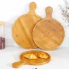 Plates 6-12inch Wooden Pizza Board Round With Hand Baking Tray Stone Cutting Platter Cake Bakeware Tools