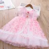 Flickans klänningar Girls Flower Dress 2023 Summer New Little Girl Super Fairy Sleeveless Mesh Princess Lorita Dress AA230531