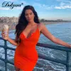 Casual Dresses Dulzura ribbed knitted neon women mini dress sexy solid bodycon 2023 summer festival streetwear clothes party elegant clothing T230210