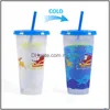 Other Drinkware Creative Christmas Cold Colorchanging Plastic Cups Decoration Juice Cup With Lid And St Drop Delivery Home Garden Ki Dhbzj