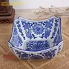 Pratos Jingdezhen Prato de frutas de cerâmica azul e branco Grande pintado à mão estilo europeu Bacia de doces seca