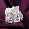 Band Rings 925 Sterling Silver Rings Fashion Rose Flower Open Finger Rings for Women Wedding Engagement Party Jewelry Gift J230531