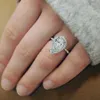 Band Rings Vintage Romantic Silve Color Promise Wedding Ring for Women Exquisite White Moissanite Pear Shape Ring Trendy Party Jewelry J230531