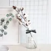 Decorative Flowers 2PCS Cotton Bouquet White Home Ornament Branch Bridesmaid And Decor Fake Flower