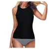 Kvinnors badkläder tankini Set 2023 Tvådel baddräkt Kvinnlig simning för kvinnor som badar solida sommarbadare strandkläder