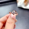 Klusterringar 2023 Crackling Moissanite Ring for Women Jewelry Engagement Wedding 925 Silver Rose Gold Plated Birthday Present