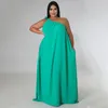 Plus Size Kleider KEXU One Shoulder Damen Rückenfrei Hohe Taille Big Swing Bodenlanges Maxikleid 2023 Sommer Strand Boho Urlaub