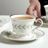 Cups Saucers Ceramic Coffee Cup Tea Set Gold Rim Leaf Pattern Teacup Latte And Saucer Beautiful Porcelain