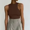 Camis Sleeveless Knitted Vest Cotton Spring Summer Solid Color Thin Strip Casual Tops Streetwear Safari Sports Style Basic Crop Tops