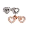 Girls Heart Shaped Earring 925 Sterling Silver Genuine Female 14K18K Rose Gold/Imitation Platinum Party Jewelry Earrings CZ Lass Cute Gifts